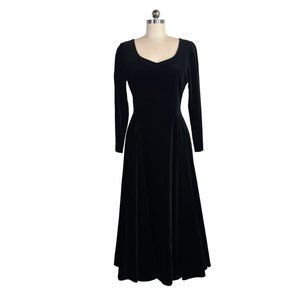 vintage laura ashley black velvet party dress gown US 10 goth 80s 90s long vtg